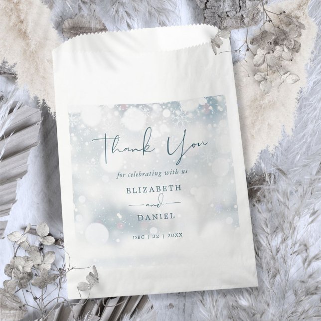 Bolsa De Papel Winter Wonderland Boda de Nieve Gracias (Winter Wonderland Snow Wedding Thank You Favor Bag)