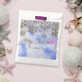 Bolsa De Papel Winter Wonderland con copos de nieve Purpurinoso d