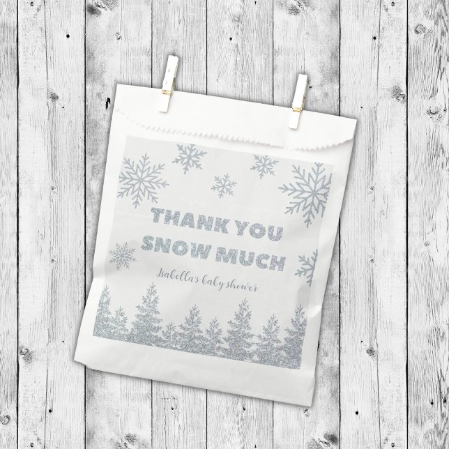 Bolsa De Papel Winter Wonderland Silver Purpurina Baby Shower (thank you snow much winter wonderland baby shower favors silver glitter woodland)