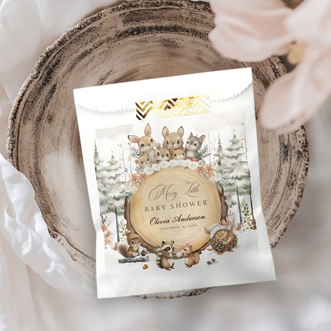 Bolsa De Papel Winter Wonderland Woodland Animals Baby Shower (Subido por el creador)