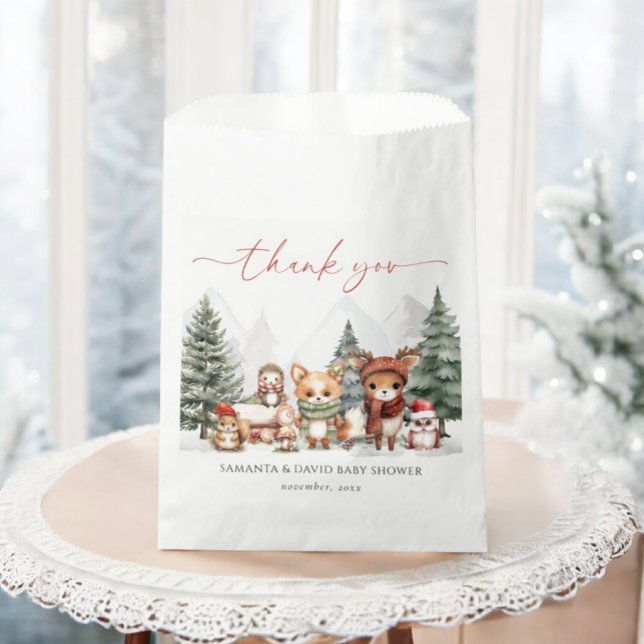 Bolsa De Papel Winter Woodland Forest Animals Baby Shower (Subido por el creador)