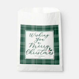 Bolsa De Papel Wishing You a Merry Christmas Green Plaid