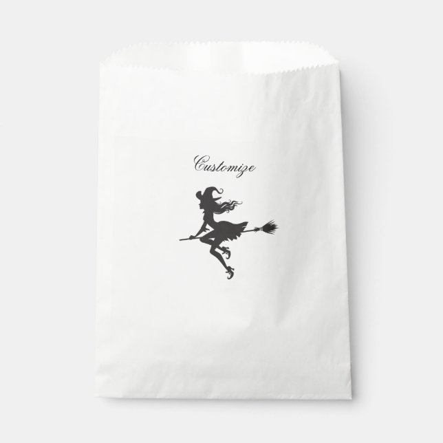 Bolsa De Papel Witch Riding Broom Halloween Thunder_Cove (Anverso)