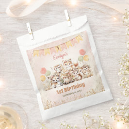Bolsa De Papel Woodland Animals Boho Pastel Girl 1st Birthday