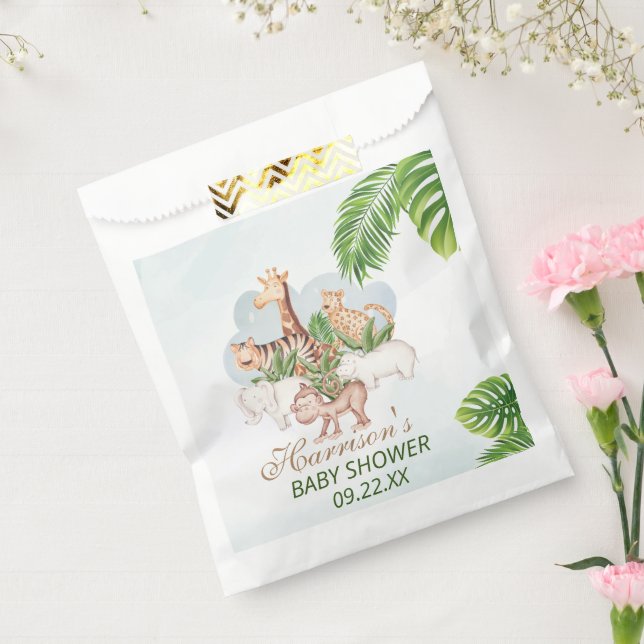 Bolsa De Papel Woodland Animals Jungle Greenery Baby Shower (Sellado)