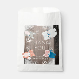 Bolsa De Papel Woodland Animals Snowflakes Wood