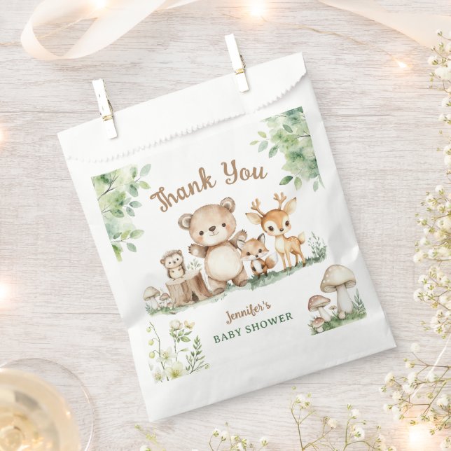 Bolsa De Papel Woodland Baby Shower Cute Animal Forest (Cortado)