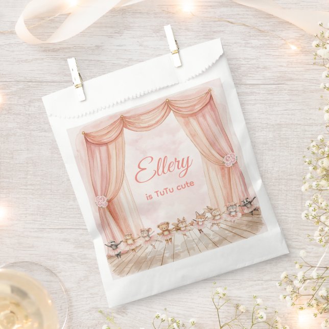 Bolsa De Papel 🦊 🐰 🩰 Woodland Ballerina Party Favor Bags (Cortado)