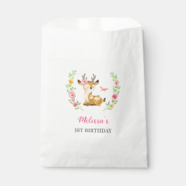 Bolsa De Papel Woodland Deer Baby Girl Primer Fiesta de cumpleaño