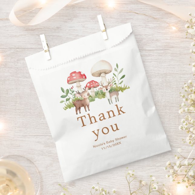 Bolsa De Papel Woodland Deer Baby Shower (Cortado)