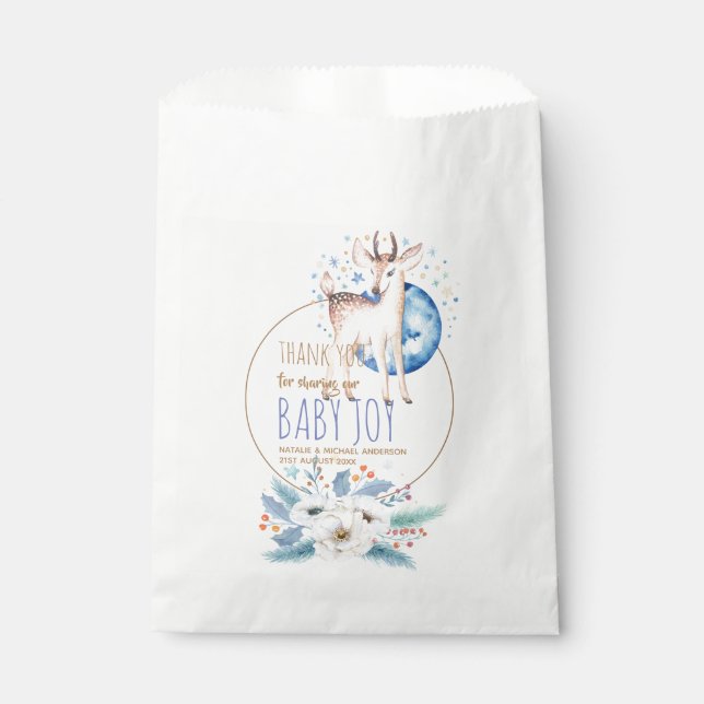 Bolsa De Papel Woodland Deer Twinkle Star Gracias Baby Shower (Anverso)
