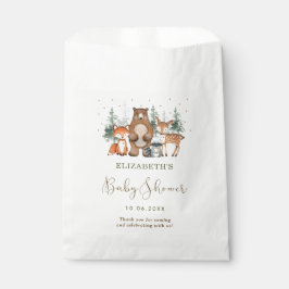 Bolsa De Papel Woodland Forest Animal Wintry Greenery Baby Shower