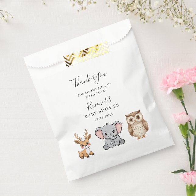 Bolsa De Papel Woodland Forest Animals Baby Shower (Sellado)
