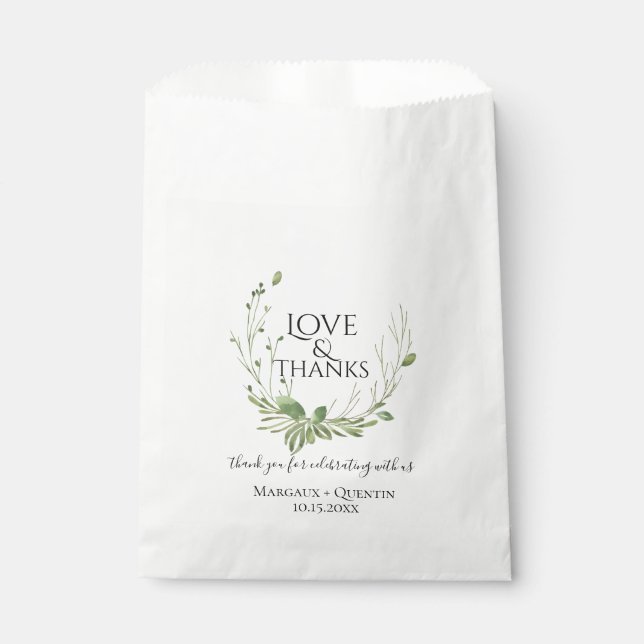Bolsa De Papel Woodland Greenery Wreath Boda (Anverso)