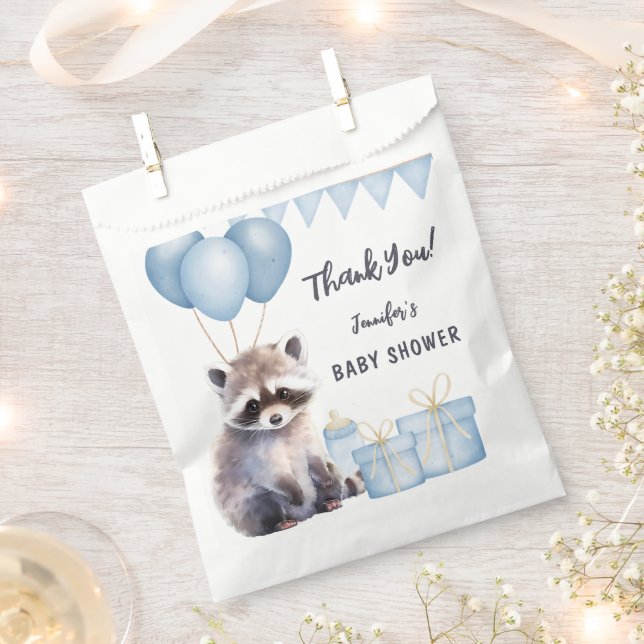 Bolsa De Papel Woodland Raccoon Baby Shower Cute Boy (Cortado)