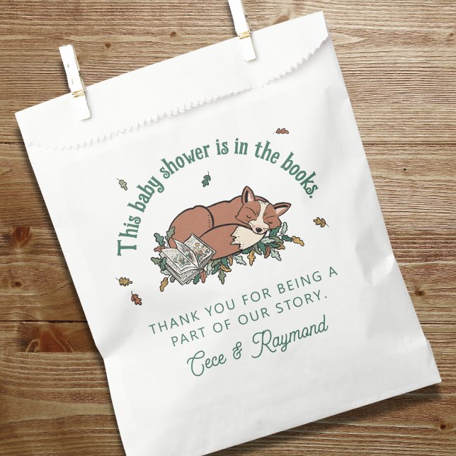 Bolsa De Papel Woodland Storybook Fox Baby Shower Gracias (Woodland Fox Baby Shower Personalized Favor Bags)