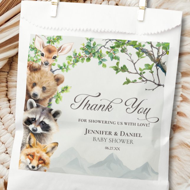 Bolsa De Papel Woodland Wildlife Baby Shower Thank You (Subido por el creador)