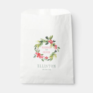 Bolsa De Papel Wreath de color de agua floral de invierno BODA