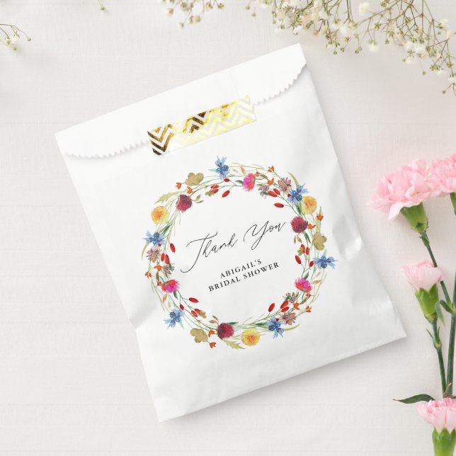 Bolsa De Papel Wreath Wreath Bridal Shower Personalizado Gracias (Sellado)