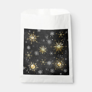 Bolsa De Papel Xmas copos de nieve dorados sobre fondo negro