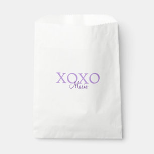 Bolsa De Papel Xoxo el día de San Valentín añadir nombre púrpura