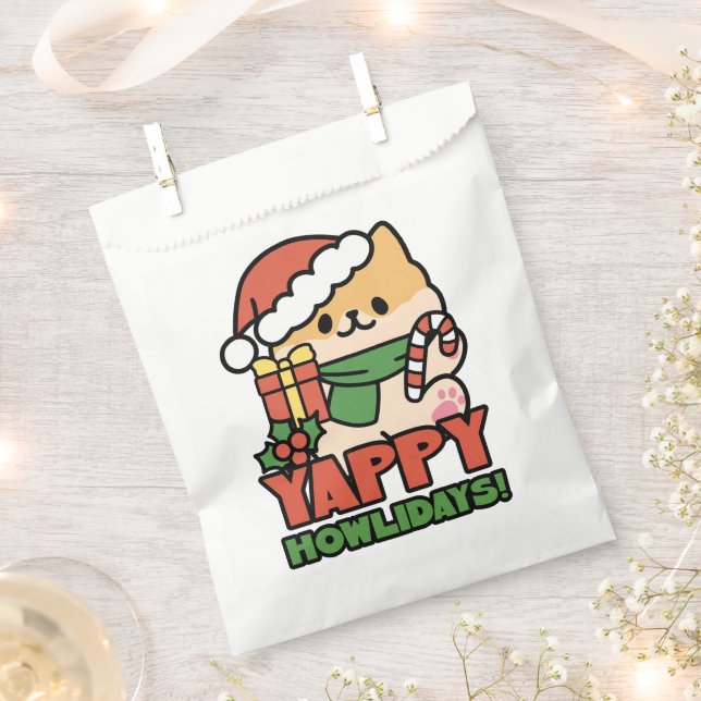 Bolsa De Papel Yappy Howlidays - Personalizado de perros Navidade (Cortado)