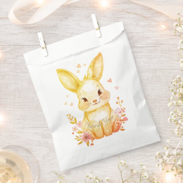 Bolsa De Papel Yellow Bunny Party, Forest Animal Baby Shower  (Cortado)