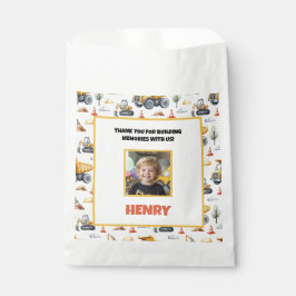 Bolsa De Papel Yellow Construction Trucks Boy Birthday Thank You 