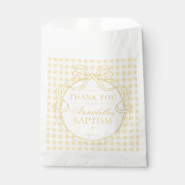 Bolsa De Papel Yellow Gingham Coquette Bow Baptism Dessert