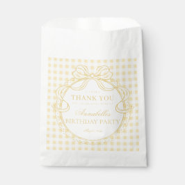Bolsa De Papel Yellow Gingham Coquette Bow Birthday Party Dessert