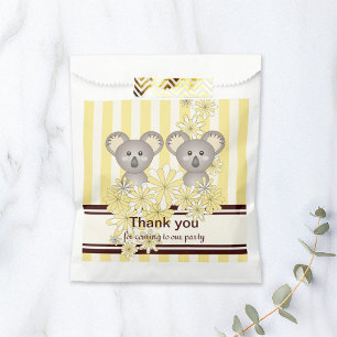 Bolsa De Papel Yellow Koala Twin Baby Shower / Cumpleaños de los 