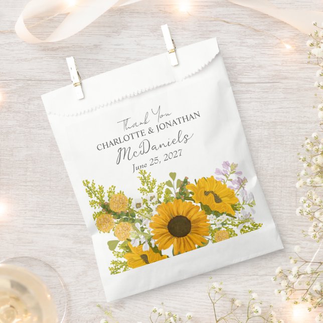 Bolsa De Papel Yellow Modern Sunflowers Bouquet Wedding  (Cortado)