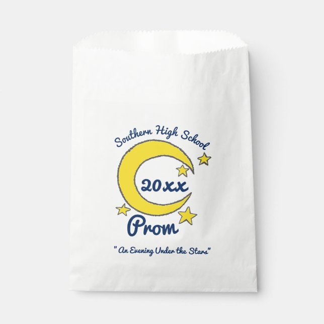 Bolsa De Papel Yellow Moon Stars Night Sky Prom Gala Dance (Anverso)