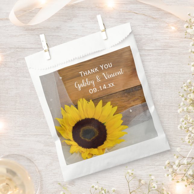 Bolsa De Papel Yellow Sunflower Veil Country Wedding Gracias (Cortado)