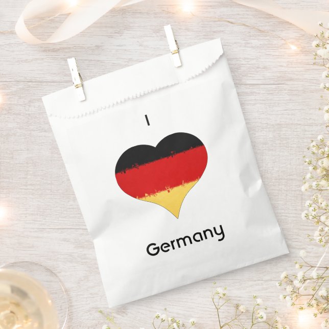 Bolsa De Papel Yo corazón Alemania Bandera Alemana (Cortado)
