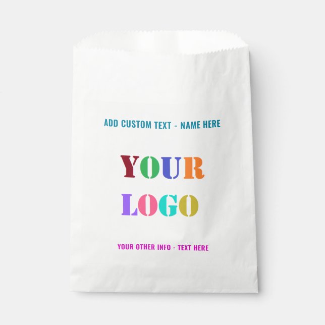 Bolsa De Papel Your Logo or Photo Custom Text Favor Bags Example (Anverso)