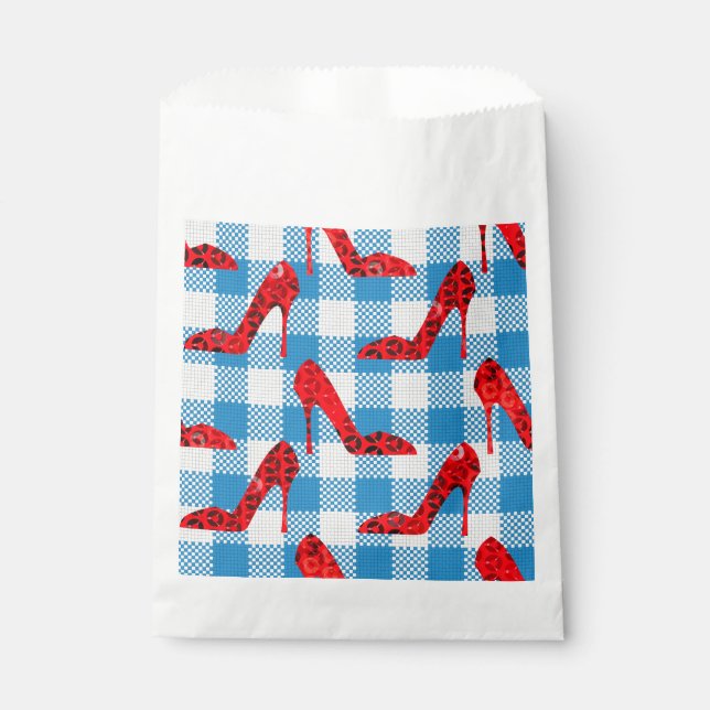 Bolsa De Papel zapatillas de rubí azul gingham (Anverso)