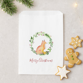 Bolsa De Papel Zorro de Acuarela de Navidad Caramelo