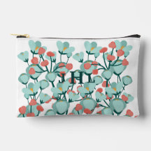 Bolsa de papelería personalizada floral azul verdo