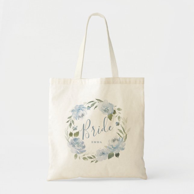 Bolsa de pata de novia floral azul polvorienta per (Frente)