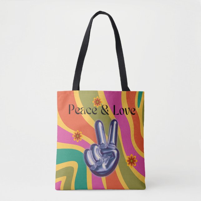 Bolsa de paz y amor de Tote retro (Anverso)