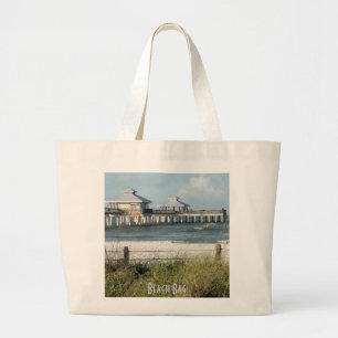 Bolsa de playa con escenario de playa y muelle de 