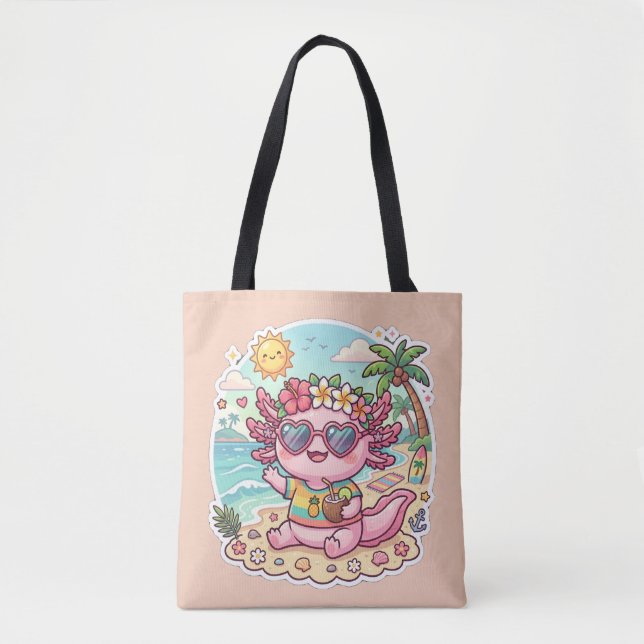 Bolsa de playa de ajolote lindo para vacaciones de (Anverso)