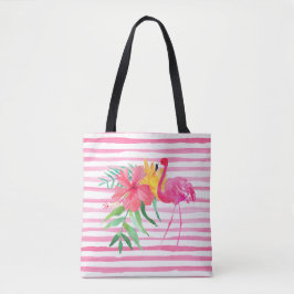Bolsa de playa de Flores Tropicales Rosa Flamingo