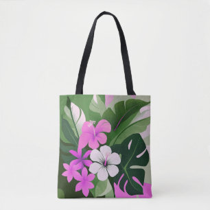 Bolsa de playa de hibisco hawaiano moderno de medi