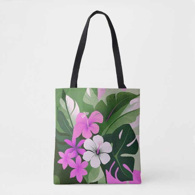 Bolsa de playa de hibisco hawaiano moderno de medi (Anverso)