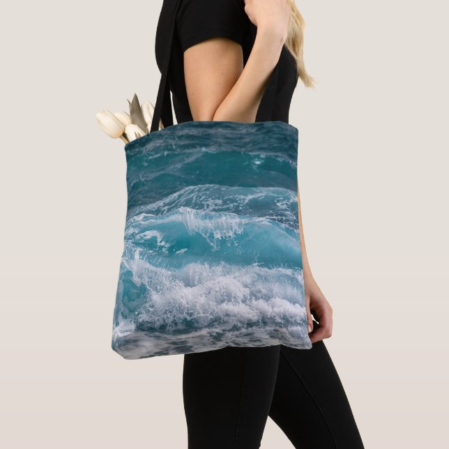 Bolsa de playa de moda con patrón de olas del océa (Detalle)