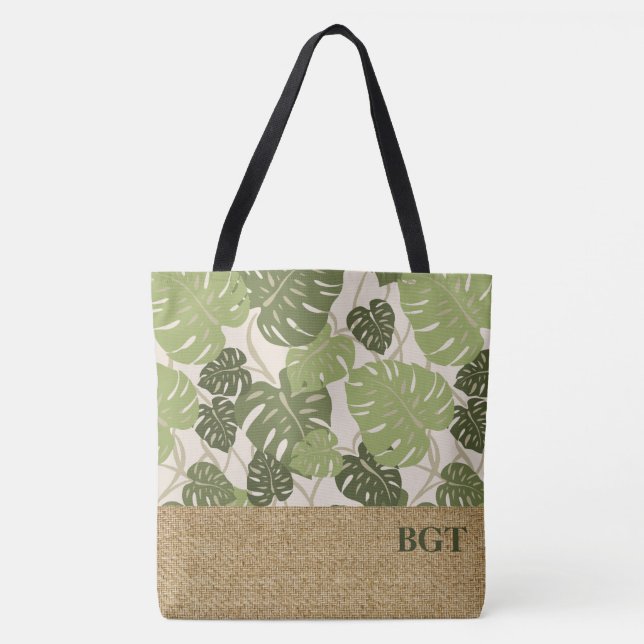 Bolsa de playa de Monstera Monogram Cliff Hanger H (Anverso)