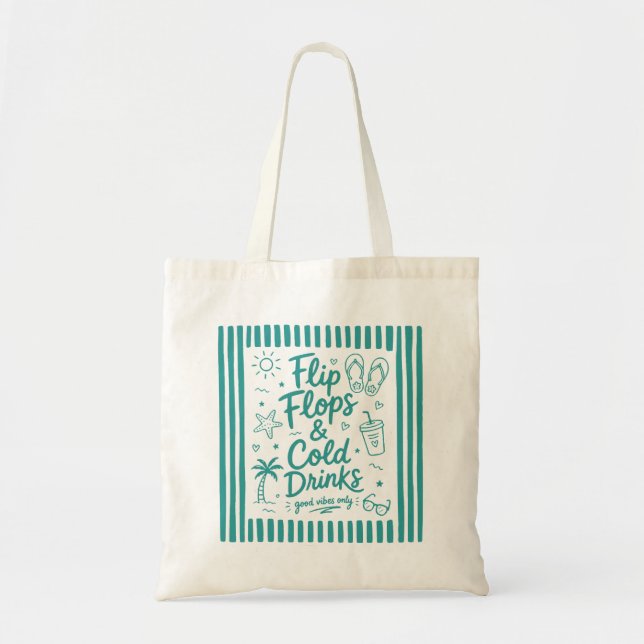 Bolsa de playa de verano Flip Flops & Cold Drinks (Frente)