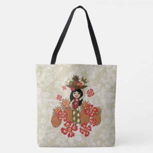 Bolsa de playa floral de Pineapple Luau Hawaii Hul